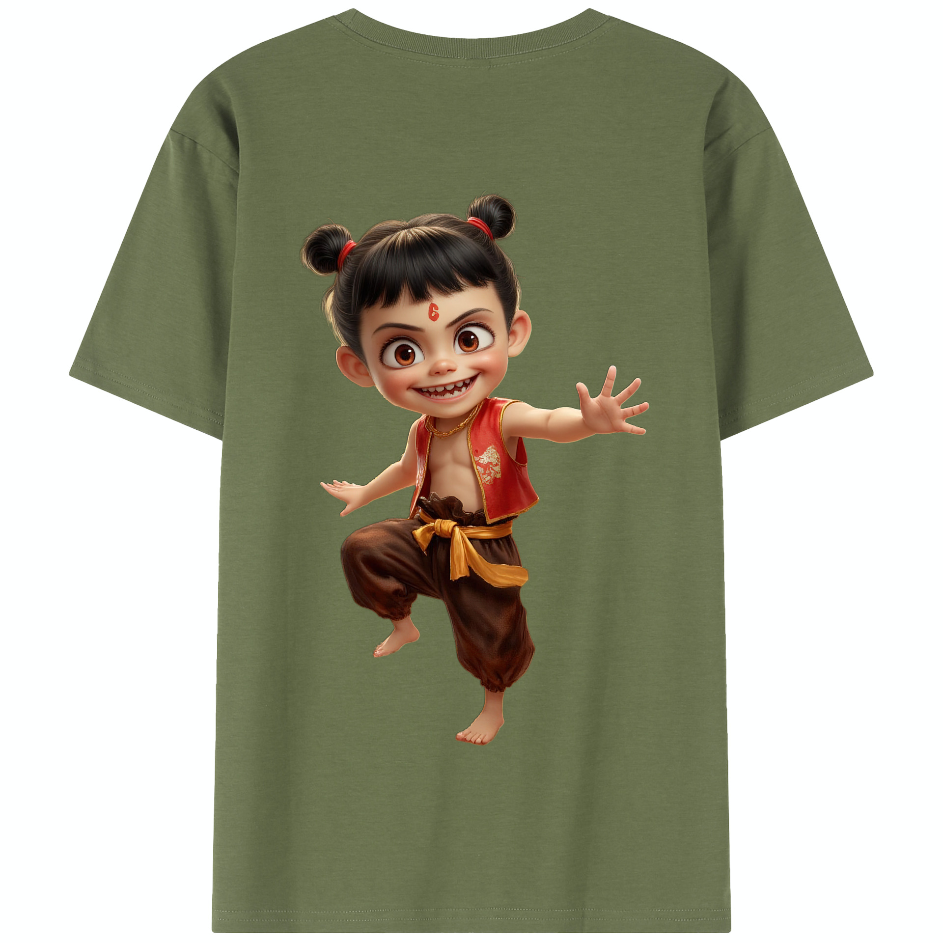 （画像用） Ne Zha 2 ナタ 魔童の大暴れ 綿100％半袖Tシャツ（背面プリント）
